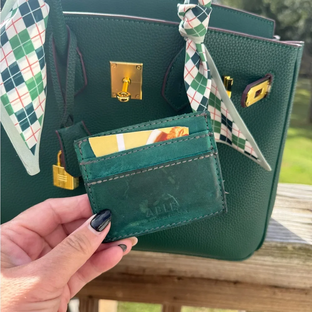 Green Handbag with Gold Accents - Picture 4 of 5